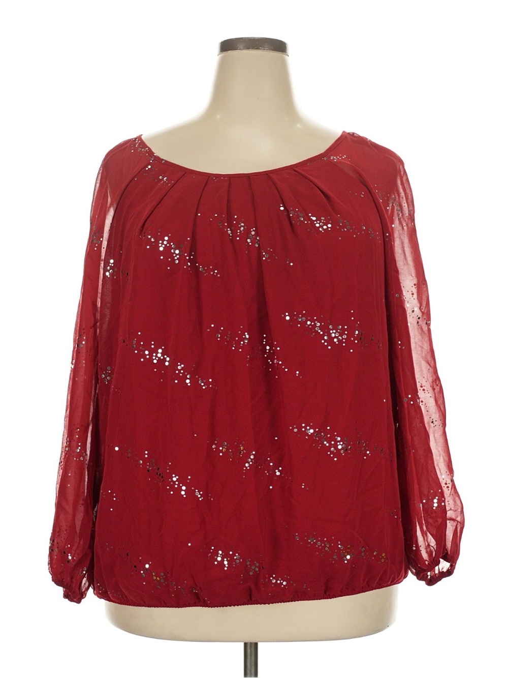 Valerie Stevens Red Sequin Chiffon Blouse